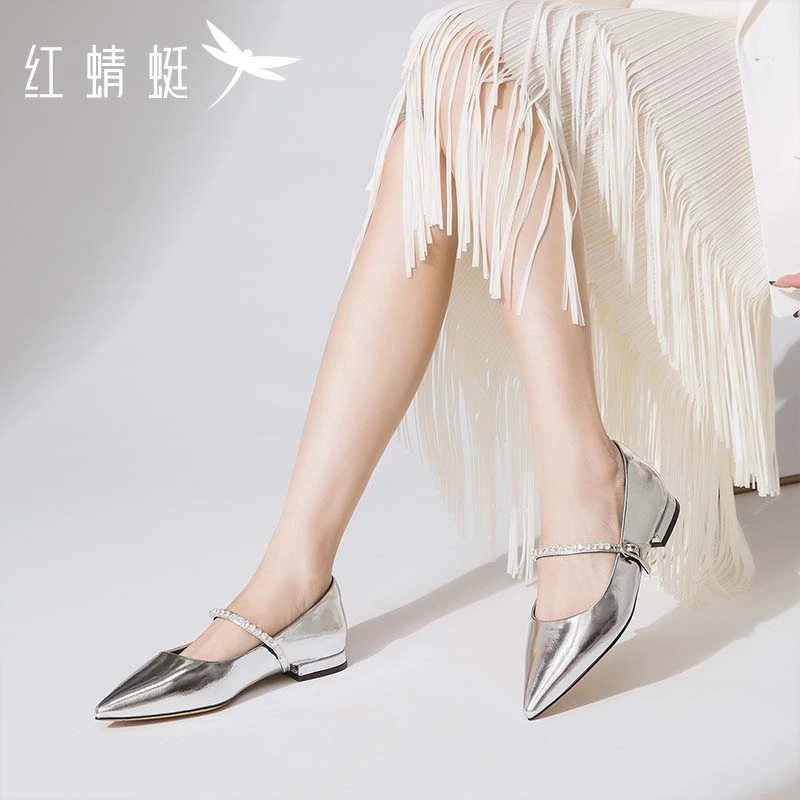 红蜻蜓休闲单鞋女2024春季新款一字带玛丽珍鞋舒适通勤芭蕾舞鞋潮