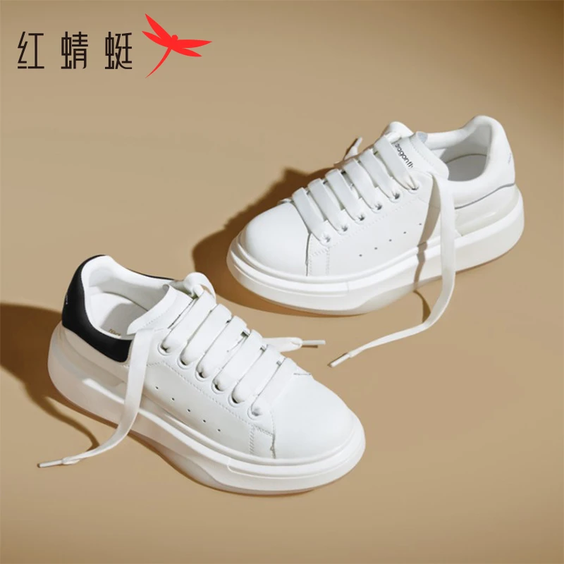 红蜻蜓厚底小白鞋秋冬新款女鞋增高显瘦百搭时尚潮流运动休闲板鞋