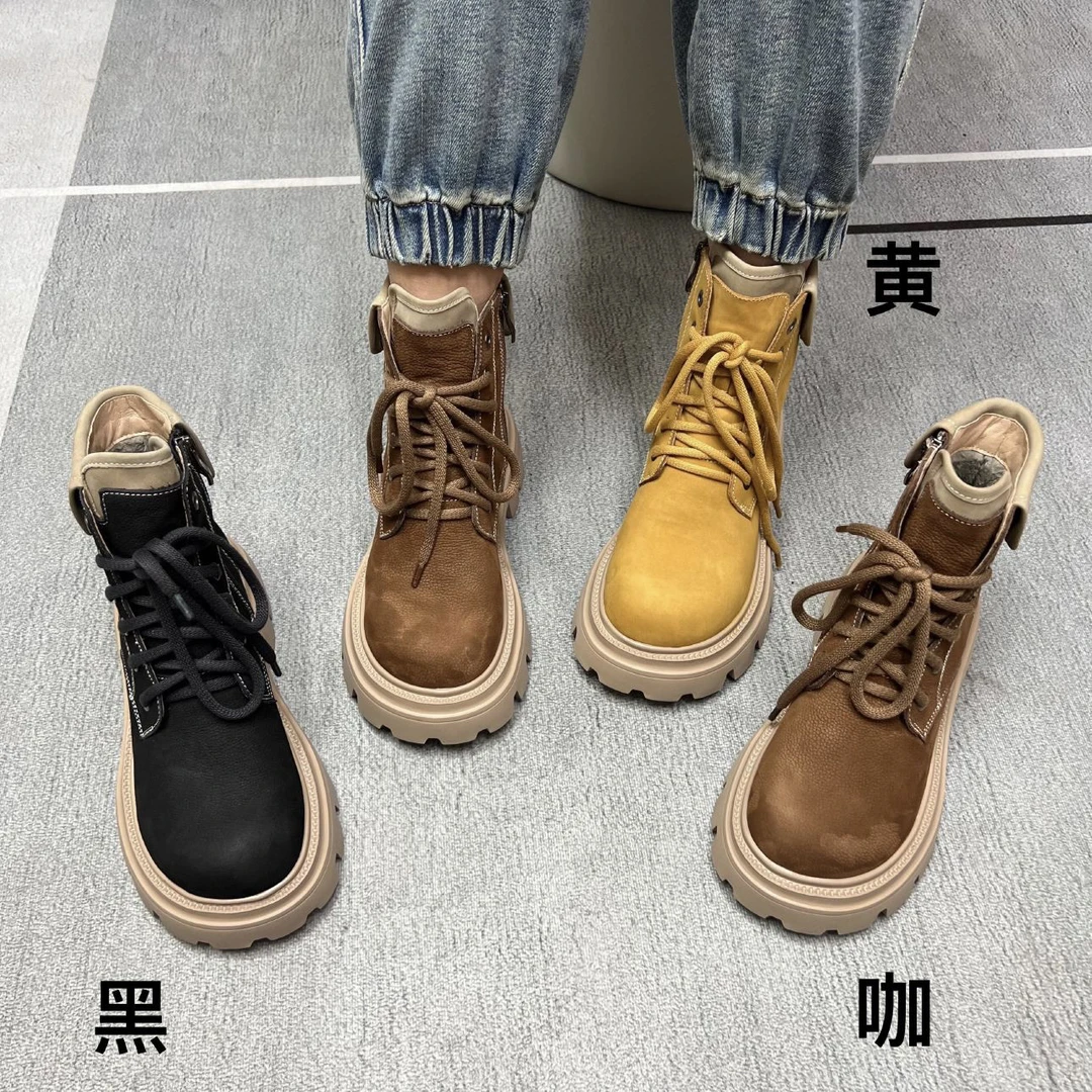 628-3 马丁靴女2023新款靴子保暖加绒加厚大棉鞋东北短靴雪地靴