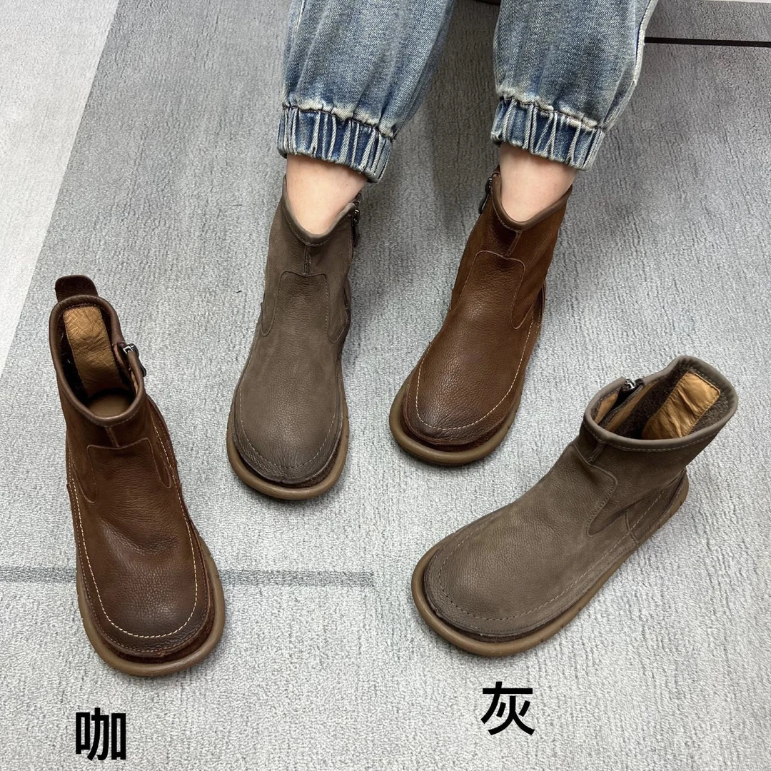 9006-2头层磨砂牛皮软底单靴