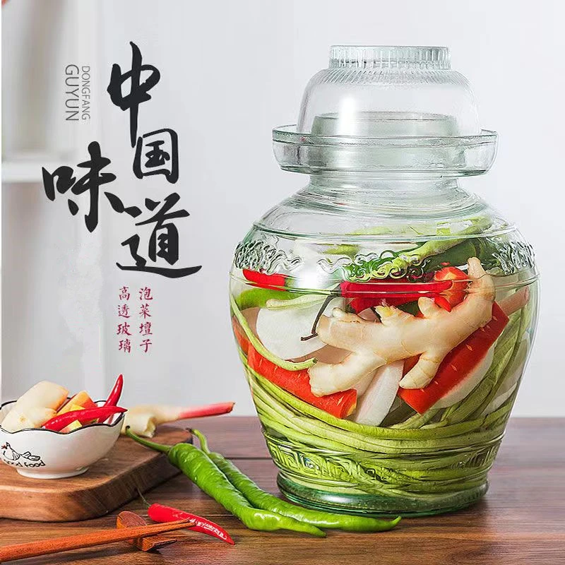 传统水密封泡菜坛子玻璃加厚酸菜腌菜罐家用玻璃缸密封咸菜泡菜坛