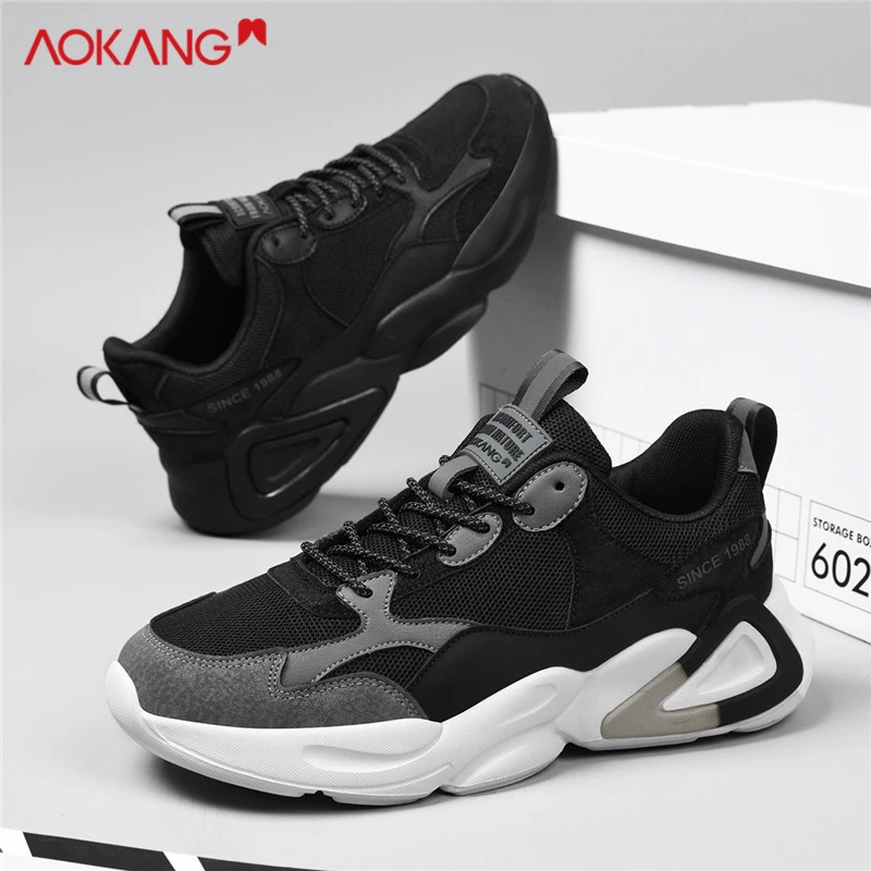 Aokang/奥康官方正品男鞋夏季透气网面运动鞋厚底增高老爹鞋潮鞋