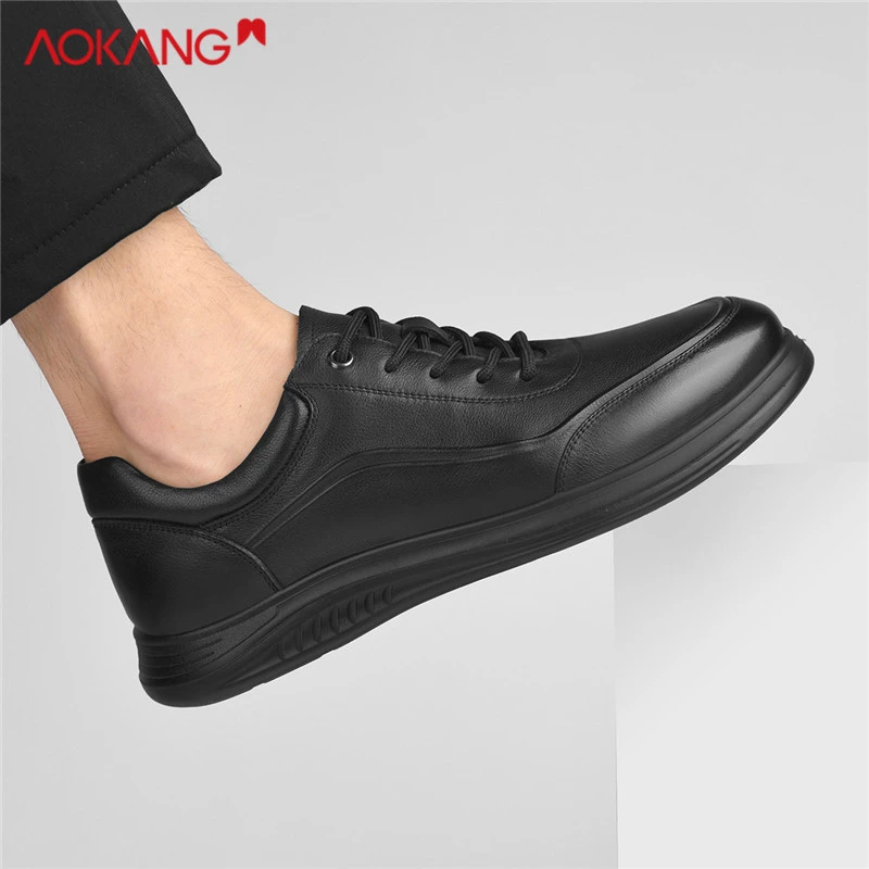 Aokang/奥康2025夏季新款男士黑色商务工作舒适百搭软底休闲皮鞋
