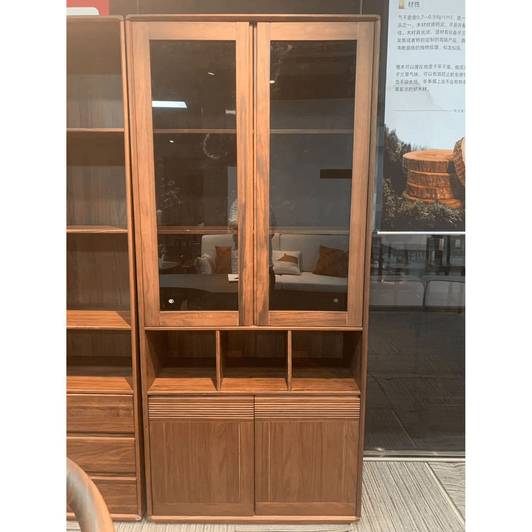 现代中式乌金木两门书柜-书房简约双门书柜-14