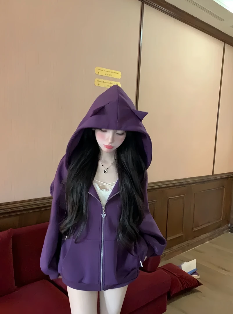 小恶魔 万圣节限定秋季甜美显瘦后背翅膀连帽卫衣+短裤两件套装女