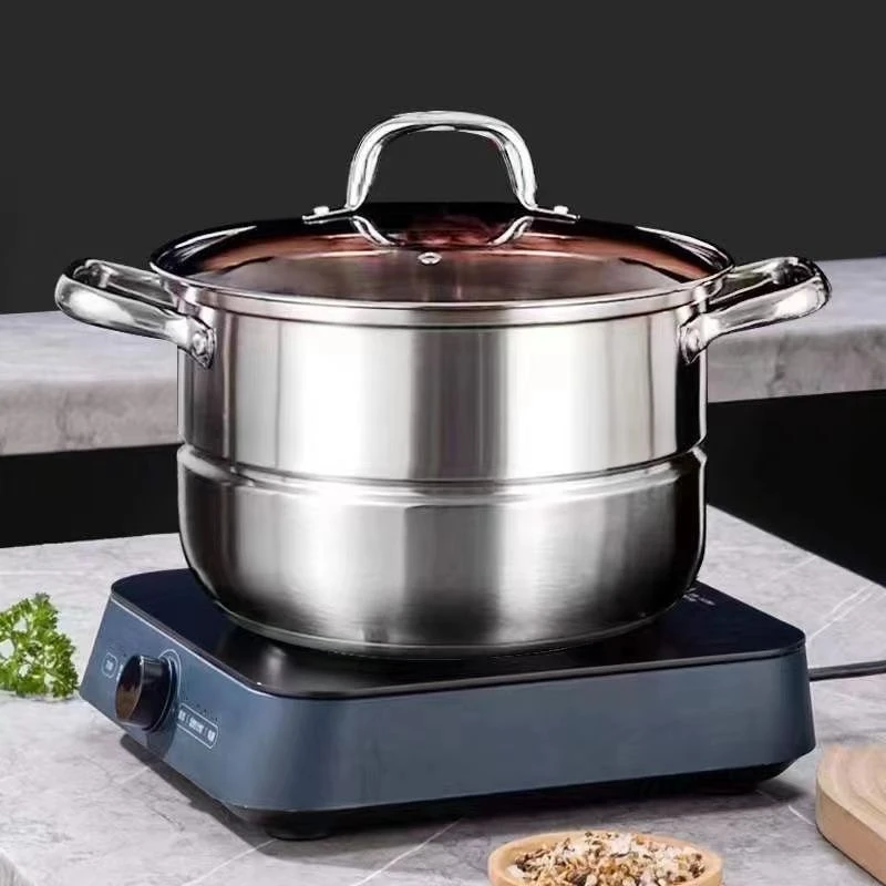 【26cm蒸锅】不锈钢蒸锅家用汤锅炖汤煮粥锅煲火锅蒸锅燃气炉电磁炉