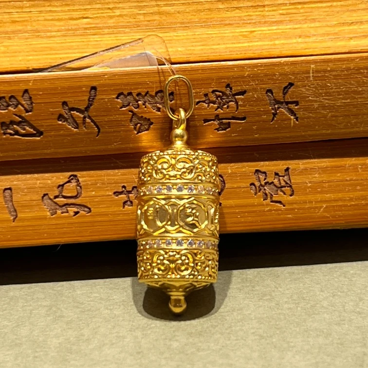 5D皇庭花丝工艺 转金筒吊坠（足金999 克重多退少补）