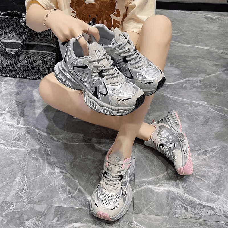 百搭厚底网面老爹鞋四季运动鞋系带松糕鞋女鞋时尚韩版网红休闲鞋