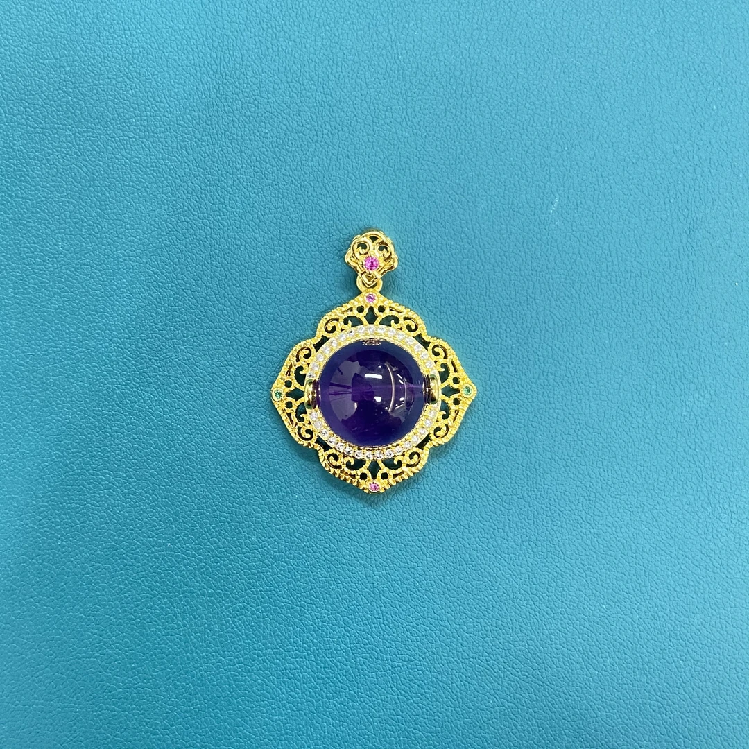 经典国风天然紫水晶吊坠571
