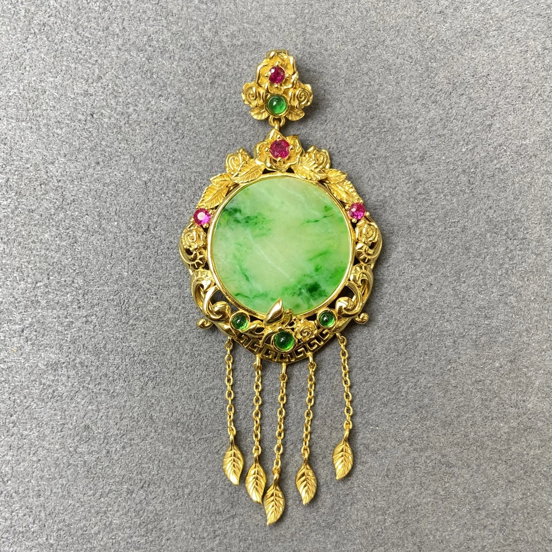 S925银经典国风天然翡翠吊坠877