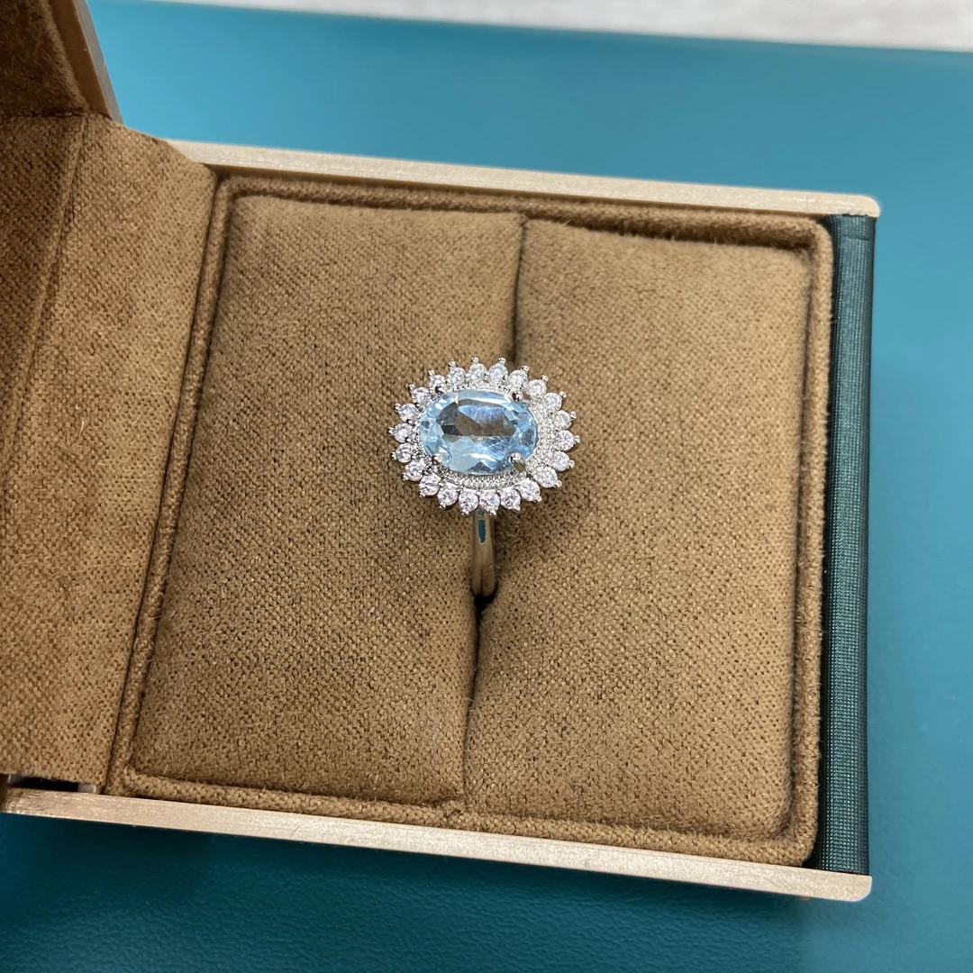 经典国风天然海蓝宝戒指989