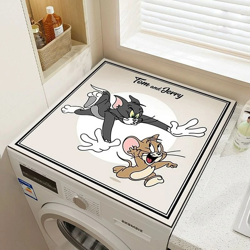 皮革猫和老鼠滚筒洗衣机盖垫阳台垫防水防尘罩冰箱床头柜盖布垫子