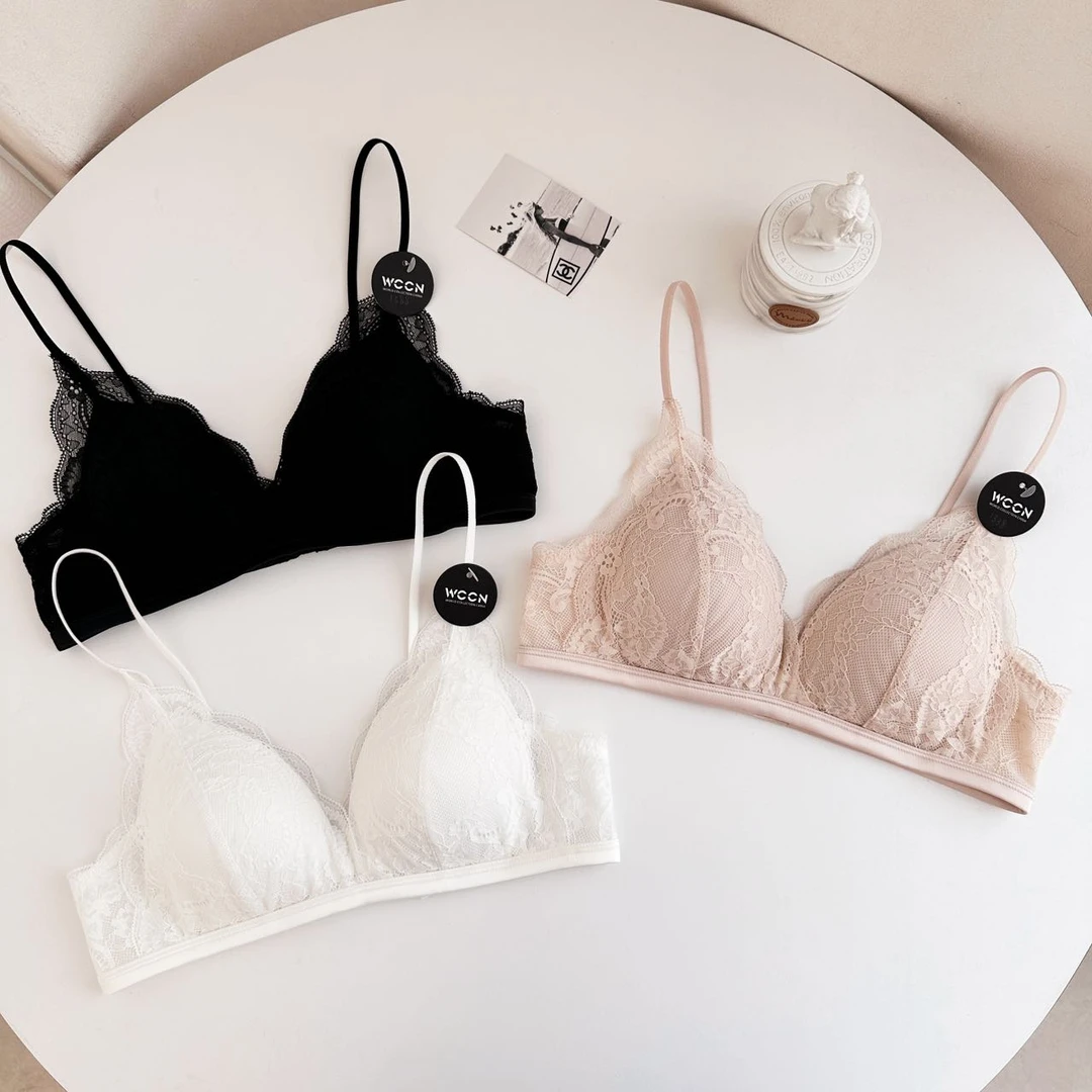 法式真丝三角杯，蕾丝质感很高级～#1338