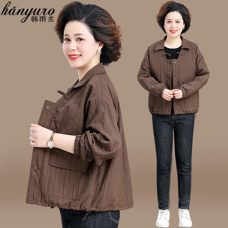 中老年妈妈春装外套小个子中年女装薄款时尚风衣春秋休闲夹克上衣