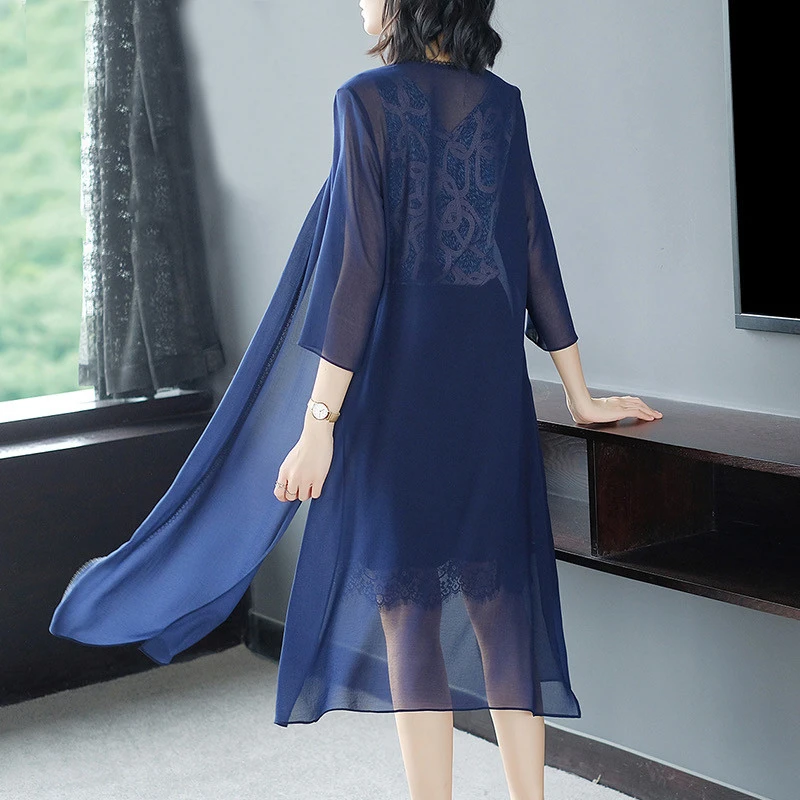 仙超防晒衣女中长款披肩夏季薄空调衫大码外搭开衫夏天雪纺外披