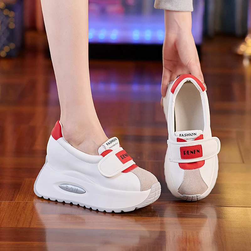 【增高8CM】小个子厚底阿甘鞋女2025秋季新款浅口透气松糕休闲百搭