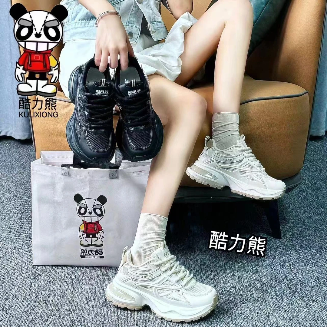 （太空舱）酷力熊2024新款网面透气厚底女鞋百搭时尚休闲鞋088x7