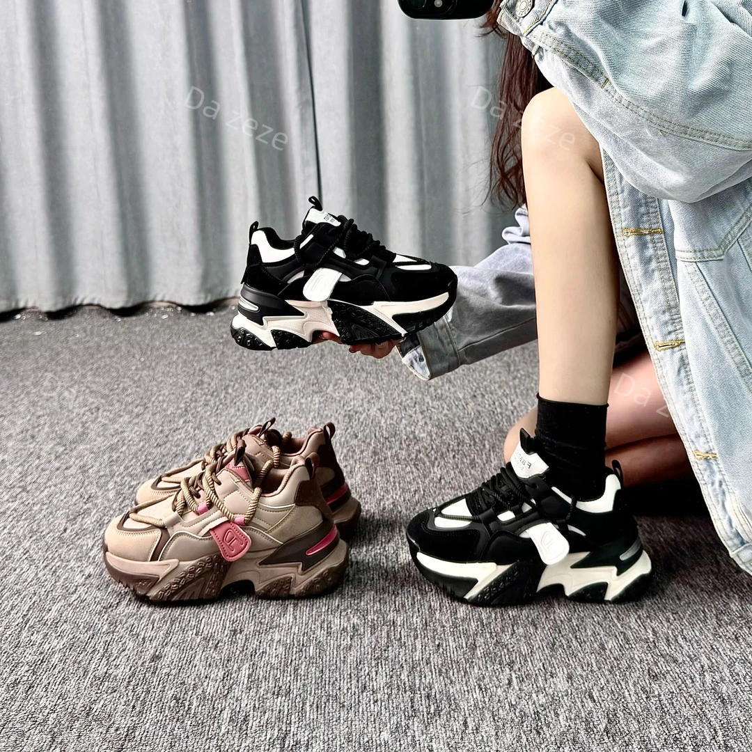 复古港风2024新款老爹鞋女透气潮流厚底网红时尚百搭运动鞋x1