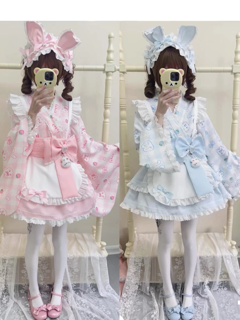 【春日兔】现货秒发 原创套装和风Lolita洛丽塔女仆羽织亚文化改良