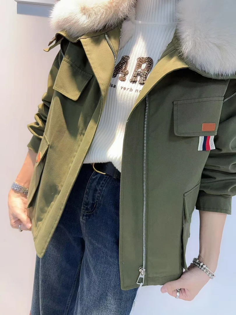 人造皮草 蒂慕2024新款时尚潮流洋气女款派克服