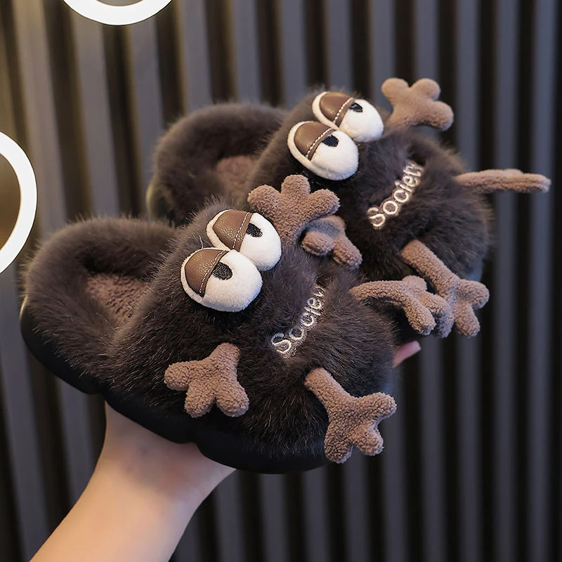 儿童棉拖鞋秋冬男童室内家居2025新款女宝宝小孩恐龙防滑亲子拖鞋