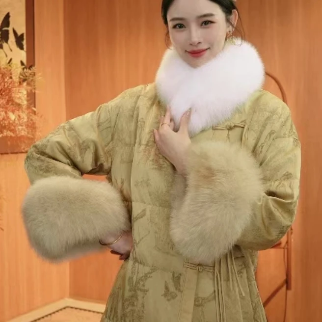 【珍江南】新中式老钱风重工织锦中长保暖外套2024d2165程程