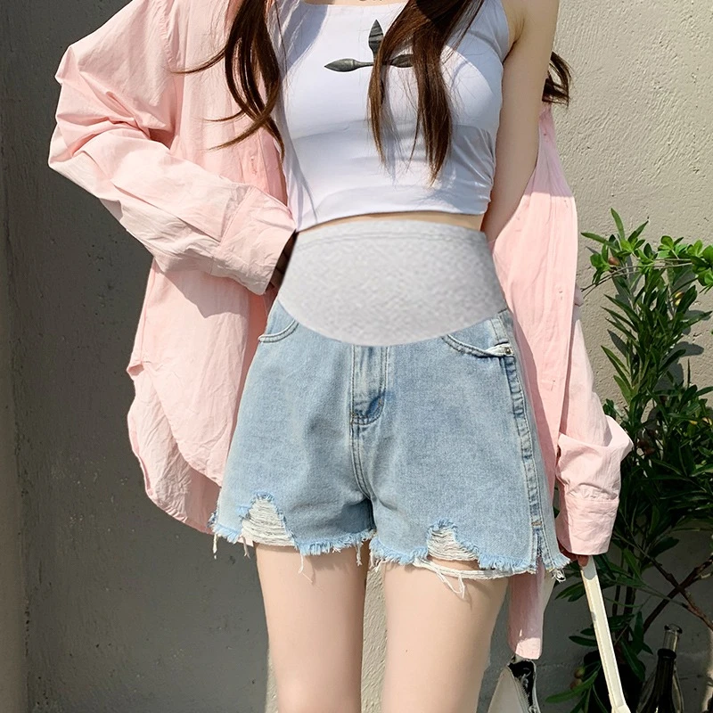 孕妇短裤夏季薄款外穿大码小个子打底牛仔裤夏天休闲阔腿裤子夏款