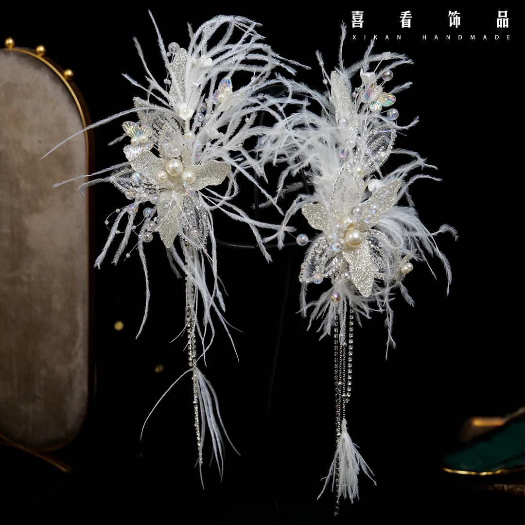 TS297喜看优选唯美羽毛侧边新娘头饰