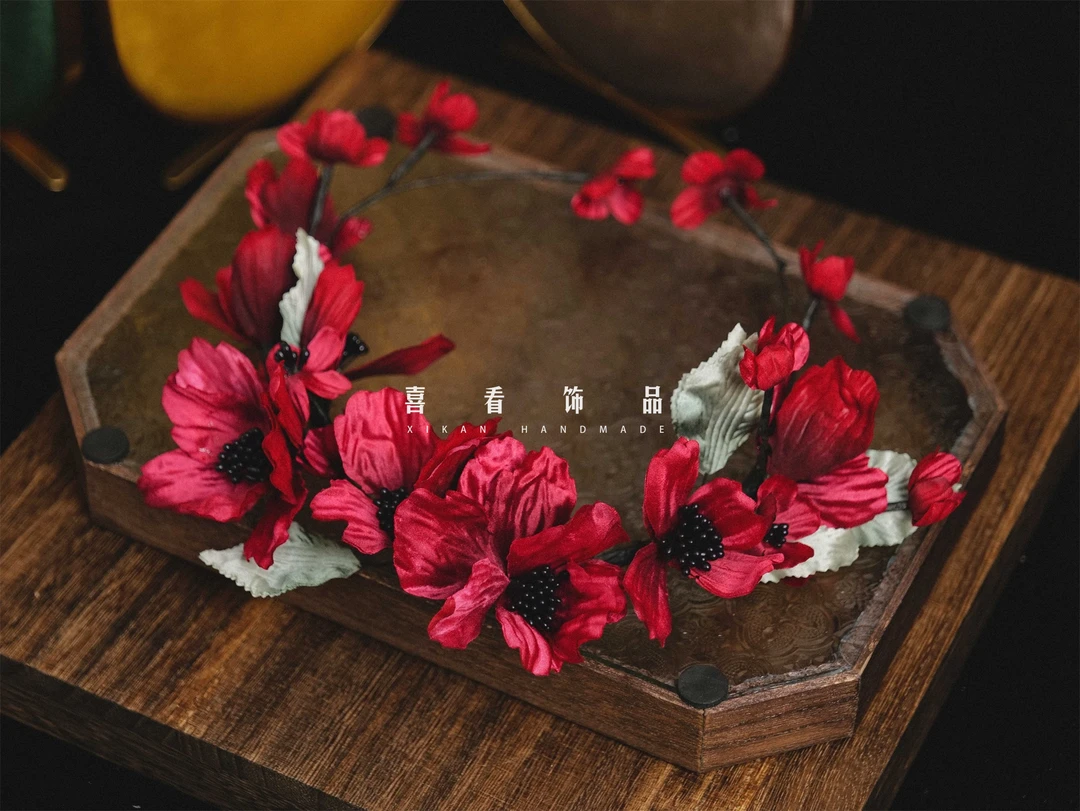 BH5430喜看优选大气唯美酒红敬酒服头饰新娘