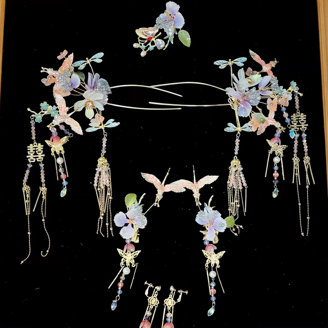 铜合金亚克力婚庆饰品 7098喜看新款原创秀禾头饰