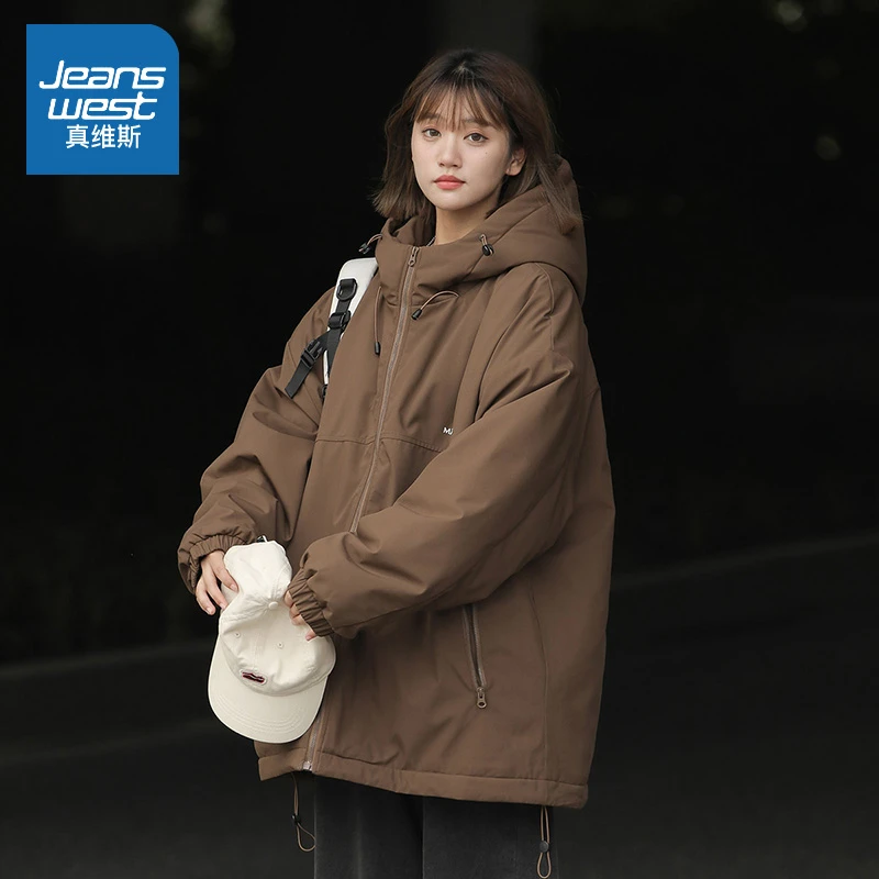 真维斯 棉服女2024新款冬季情侣款夹棉外套加厚今年流行爆款棉袄