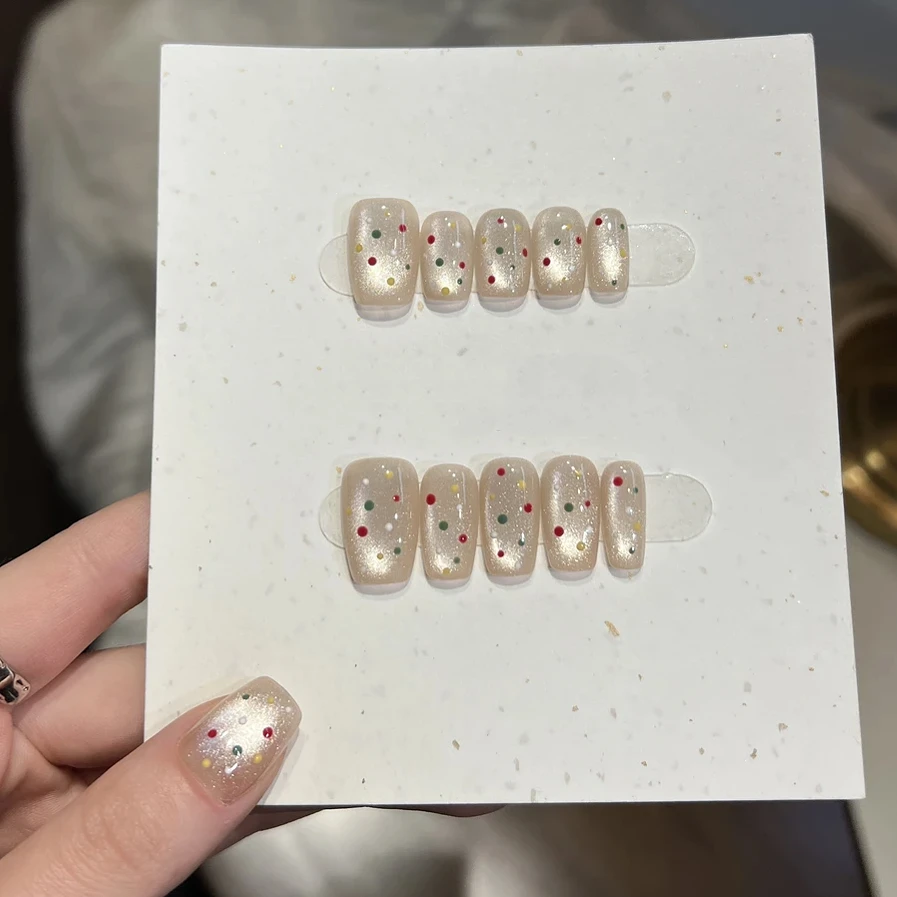 【彩虹波点】韩式波彩虹美甲猫眼高颜值美甲轻奢百搭纯手工穿戴甲