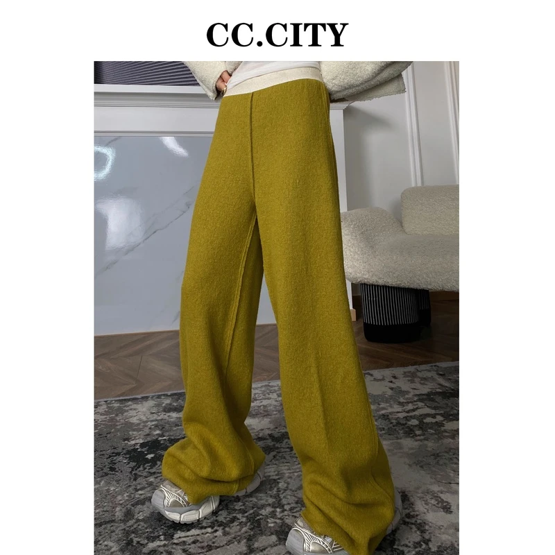 【蔡丽丽 & 添羽 】时尚洋气百搭毛呢休闲裤x6278