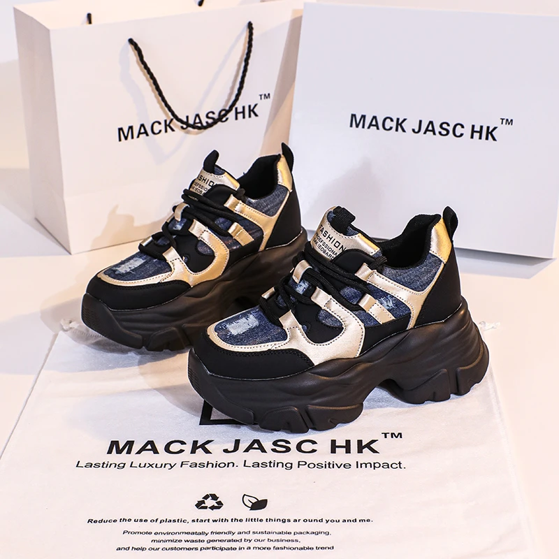 香港MACKJASCHK厚底内增高老爹鞋女2024春秋新款百搭显瘦运动鞋女
