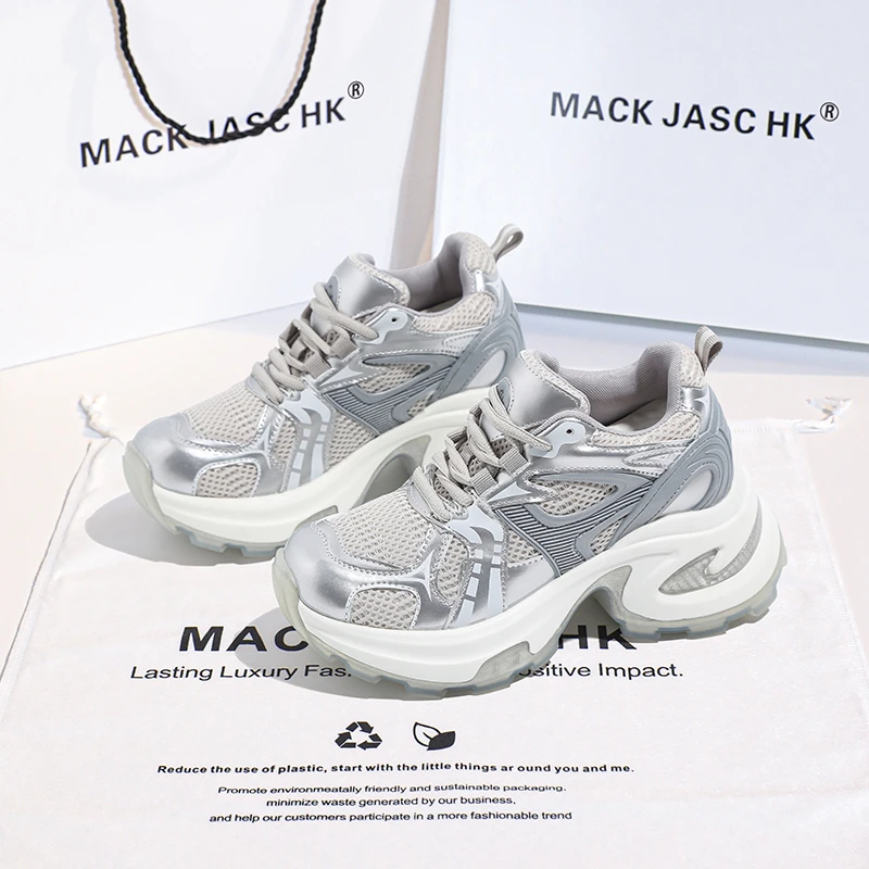 香港MACKJASCHK巴黎老爹鞋女2024夏秋季新款厚底内增高休闲运动鞋