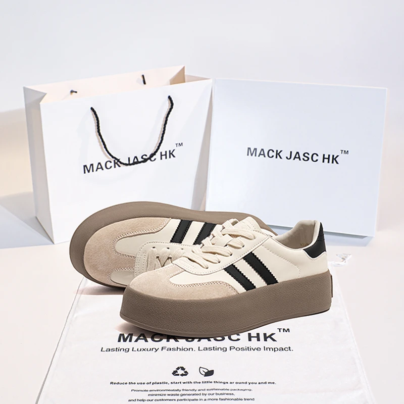 香港MACKJASCHK经典内增高小白鞋女2024秋季新款百搭厚底运动板鞋