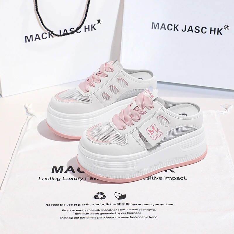 香港MACKJASCHK包头凉拖鞋女外穿2024新款内增高半拖鞋厚底女鞋夏