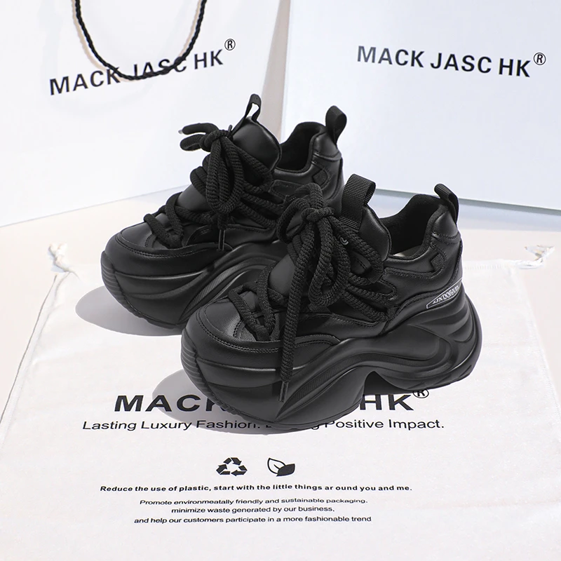 香港MACKJASCHK厚底老爹鞋女2024夏季新款小个子内增高透气运动鞋
