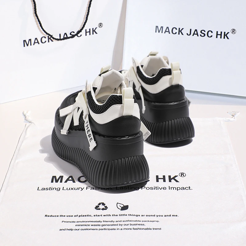 香港MACKJASCHK透气内增高老爹2024夏季新款大头镂空厚底运动鞋女