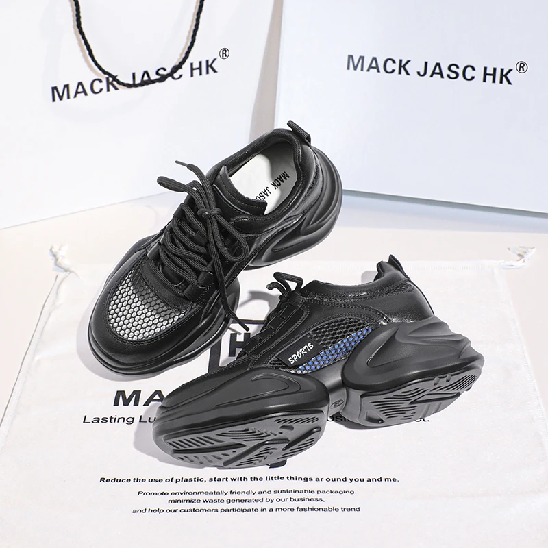 香港MACKJASCHK网纱内增高老爹鞋女2024夏新款厚底运动鞋夏季薄款