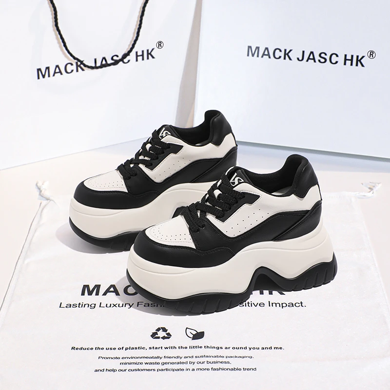 香港MACKJASCHK厚底小白鞋女2024秋季新款小个子内增高运动板鞋女