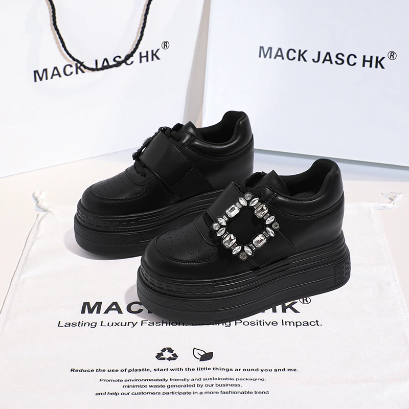 香港MACKJASCHK厚底松糕乐福鞋女2024秋季新款内增高英伦风小皮鞋