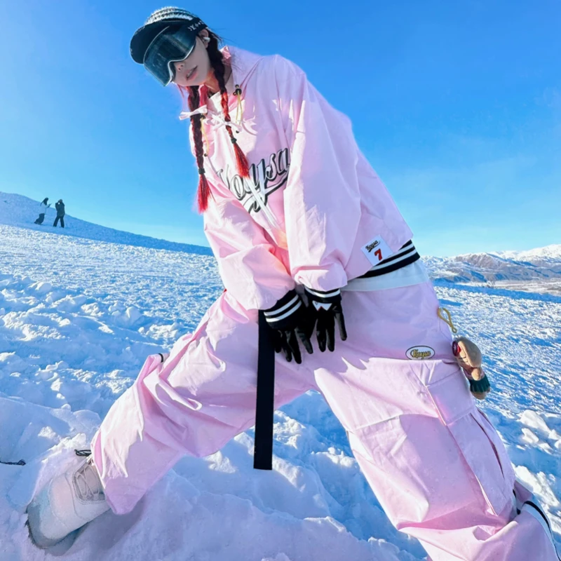 【KOYSA】甜心粉系列/可爱风压胶粉色滑雪服套装，防水防风！加绒保暖