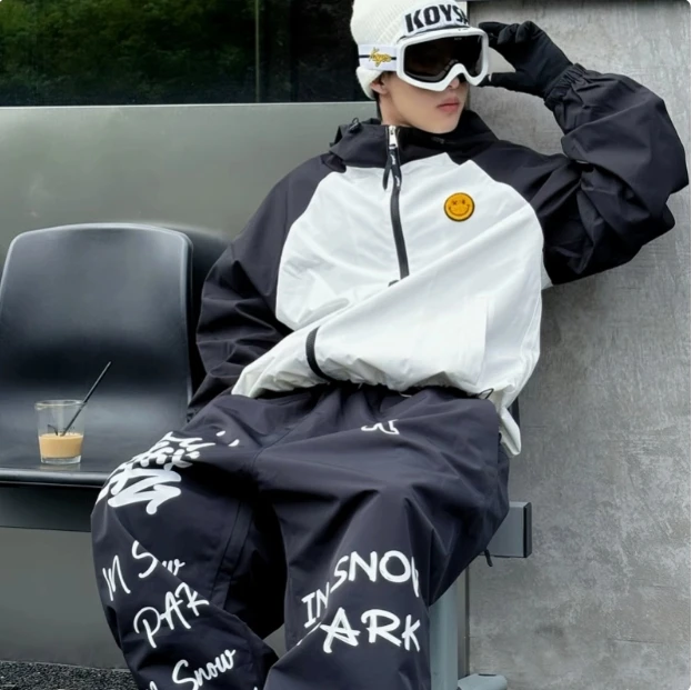 24新款3L专业压胶滑雪裤KOYSA涂鸦高强防水宽松加绒保暖单板双板