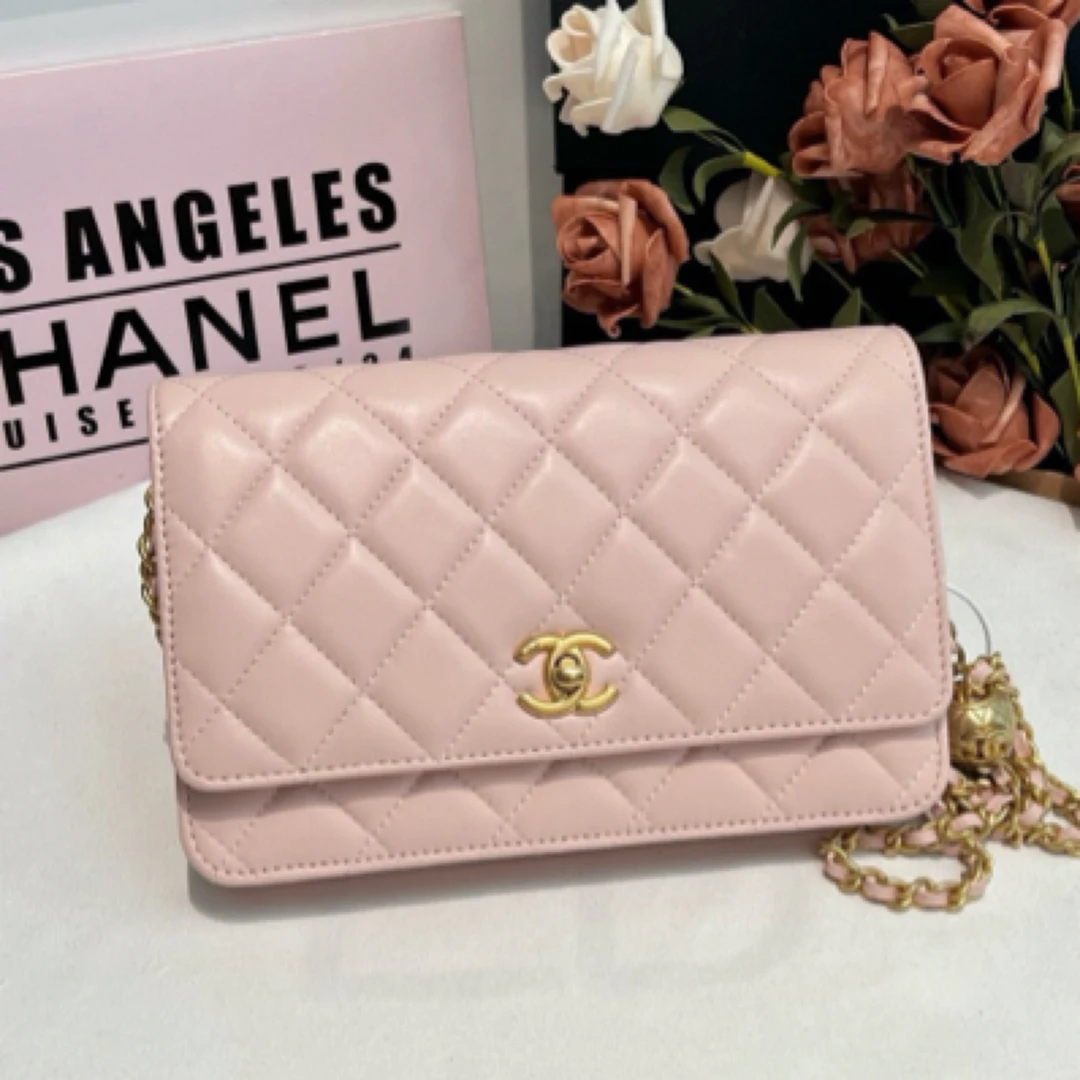 99新 Chanel/香奈儿 23k粉色金球woc单肩斜挎包