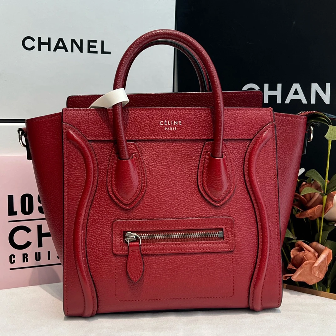 99新 Celine/思琳 红色笑脸nano时尚百搭经典手提斜挎包气质