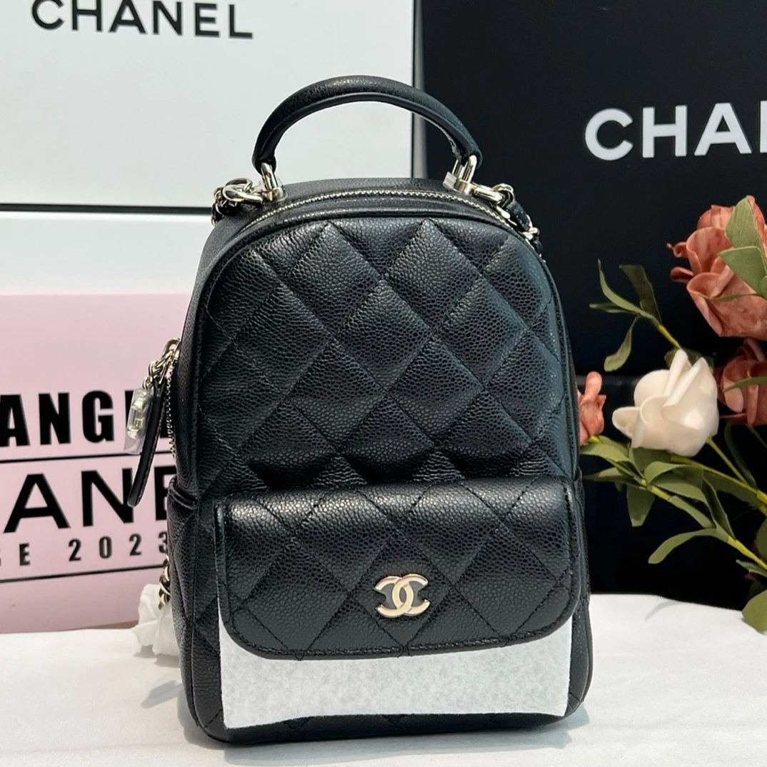 99新 Chanel/香奈儿 24B黑金小书包小香风经典百搭气质双肩包