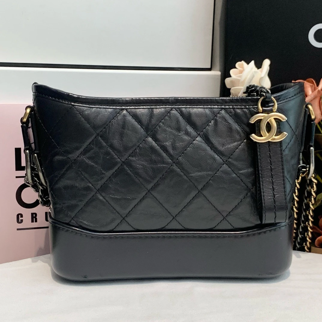 99新 Chanel/香奈儿 深灰流浪包小号经典气质百搭