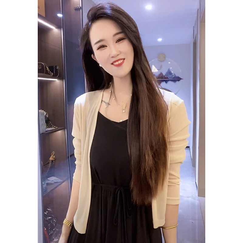 亮片防晒开衫披肩女夏季气质罩衫长袖搭配吊带裙小外搭短外套上衣