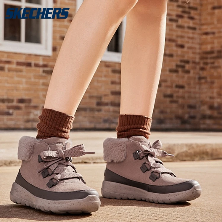 斯凯奇时尚官方女鞋加绒保暖中筒舒适柔软厚底防滑防水冬靴144335